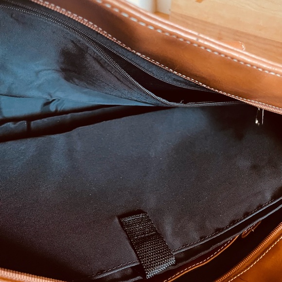 LG High Quality Vegan leather Business Laptop Tote Carry-on Cognac Brown 👜 - Picture 5 of 13